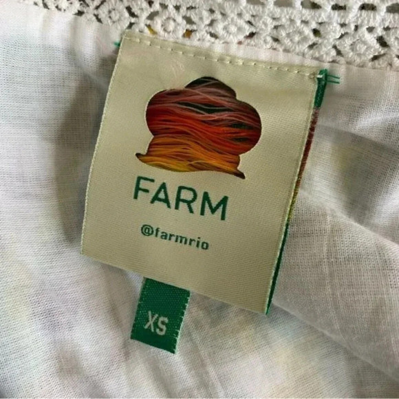 Farm Rio Fruit Orchard Mini Dress with Crochet Details Off White Size XS NWT - Picture 12 of 15